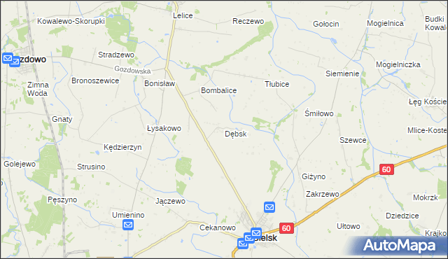 mapa Dębsk gmina Bielsk, Dębsk gmina Bielsk na mapie Targeo