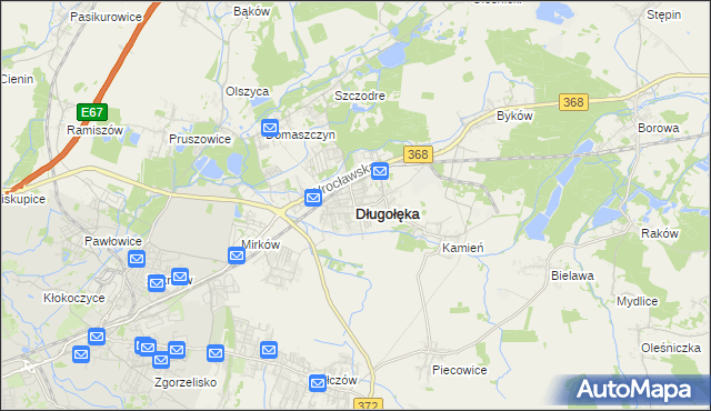 mapa Długołęka powiat wrocławski, Długołęka powiat wrocławski na mapie Targeo