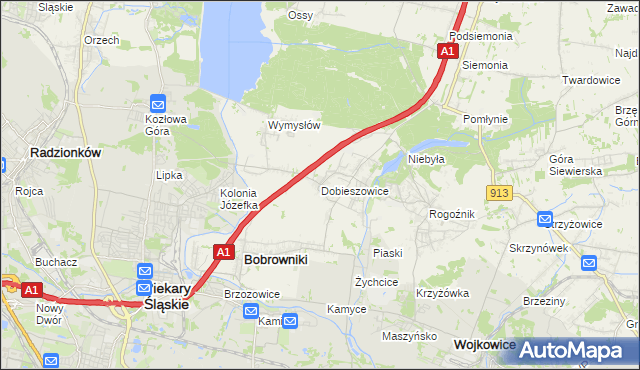 mapa Dobieszowice gmina Bobrowniki, Dobieszowice gmina Bobrowniki na mapie Targeo