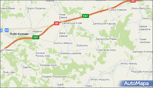 mapa Dobrochy gmina Rutki, Dobrochy gmina Rutki na mapie Targeo