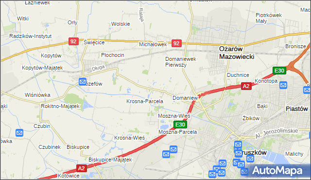 mapa Domaniewek gmina Brwinów, Domaniewek gmina Brwinów na mapie Targeo