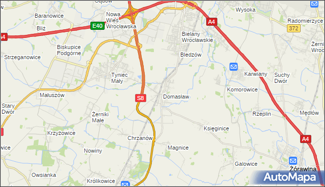 mapa Domasław, Domasław na mapie Targeo