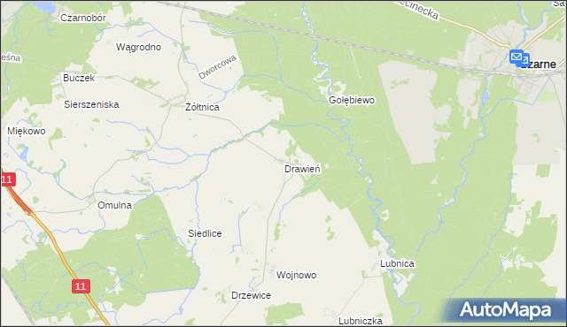 mapa Drawień, Drawień na mapie Targeo