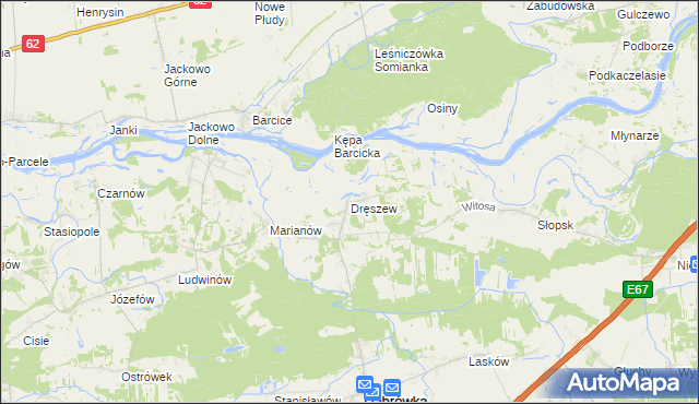 mapa Dręszew, Dręszew na mapie Targeo