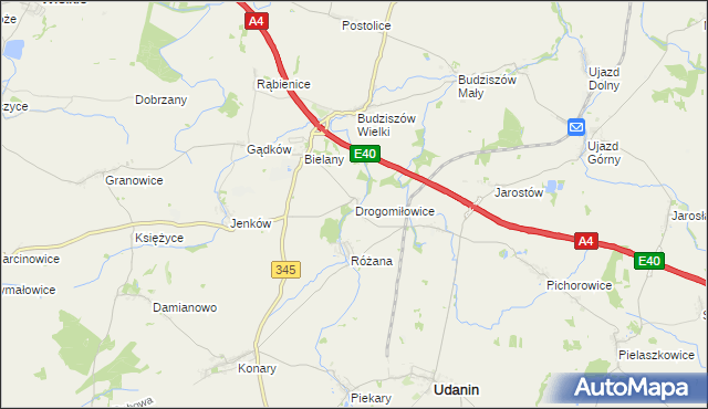 mapa Drogomiłowice, Drogomiłowice na mapie Targeo