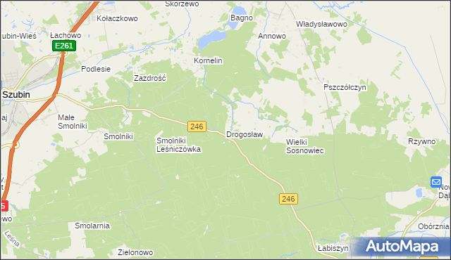 mapa Drogosław gmina Szubin, Drogosław gmina Szubin na mapie Targeo