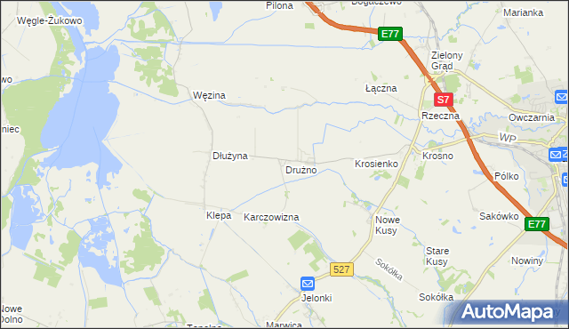 mapa Drużno, Drużno na mapie Targeo