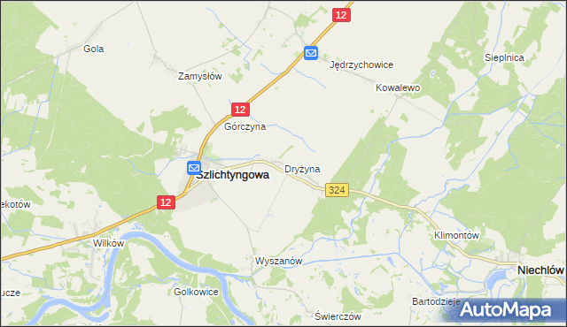 mapa Dryżyna, Dryżyna na mapie Targeo