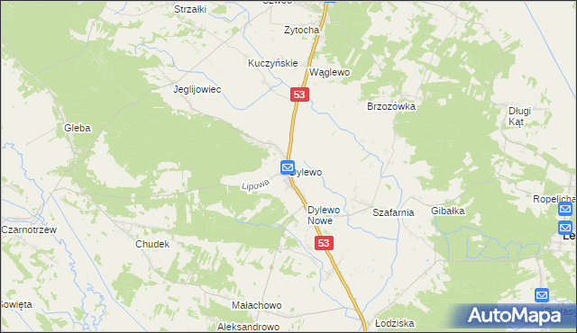 mapa Dylewo gmina Kadzidło, Dylewo gmina Kadzidło na mapie Targeo