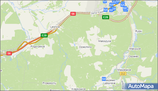 mapa Dziechlino, Dziechlino na mapie Targeo