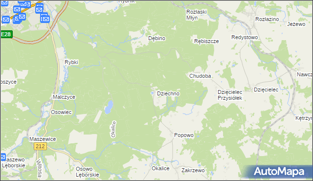 mapa Dziechno, Dziechno na mapie Targeo