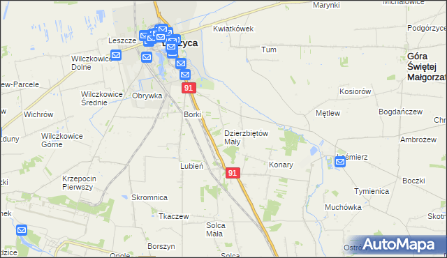 mapa Dzierzbiętów Mały, Dzierzbiętów Mały na mapie Targeo