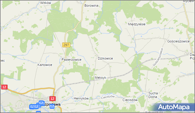 mapa Dzikowice, Dzikowice na mapie Targeo