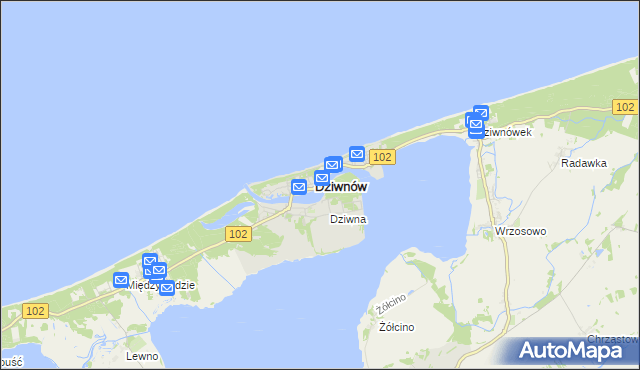 mapa Dziwnów, Dziwnów na mapie Targeo