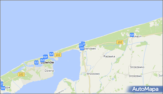 mapa Dziwnówek, Dziwnówek na mapie Targeo