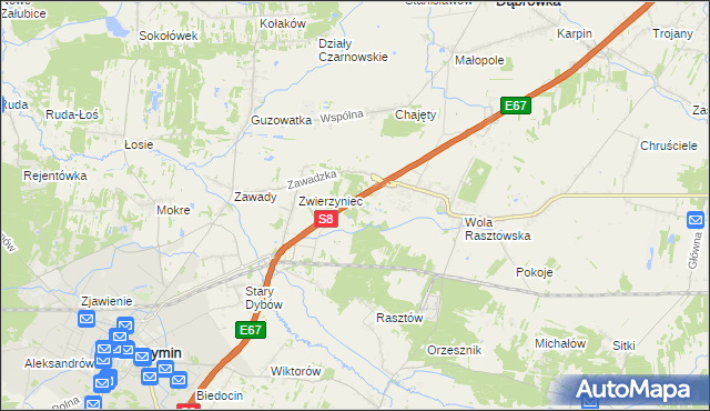 mapa Emilianów gmina Radzymin, Emilianów gmina Radzymin na mapie Targeo