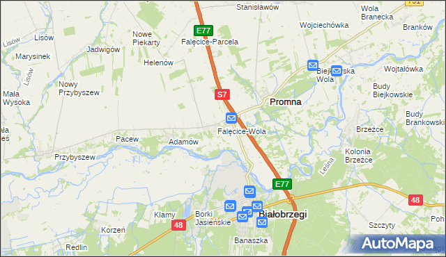 mapa Falęcice, Falęcice na mapie Targeo