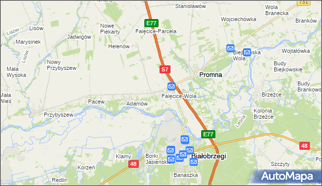 mapa Falęcice-Wola, Falęcice-Wola na mapie Targeo