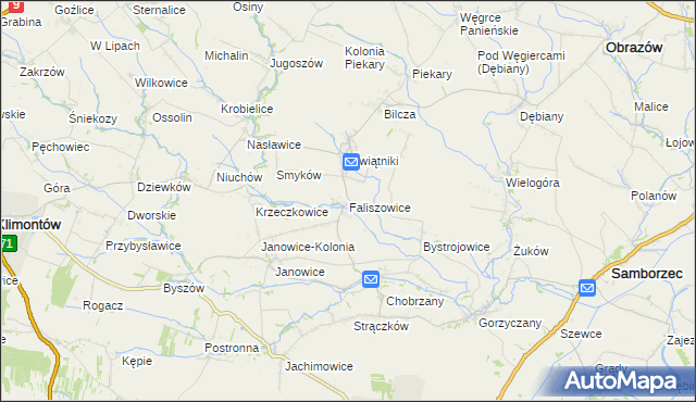 mapa Faliszowice, Faliszowice na mapie Targeo