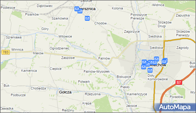 mapa Falniów, Falniów na mapie Targeo