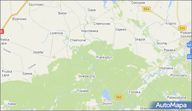 mapa Franksztyn, Franksztyn na mapie Targeo