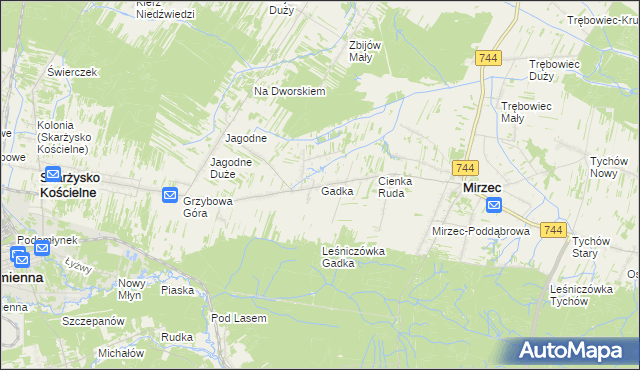 mapa Gadka gmina Mirzec, Gadka gmina Mirzec na mapie Targeo