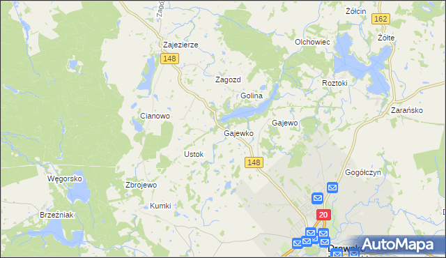 mapa Gajewko, Gajewko na mapie Targeo