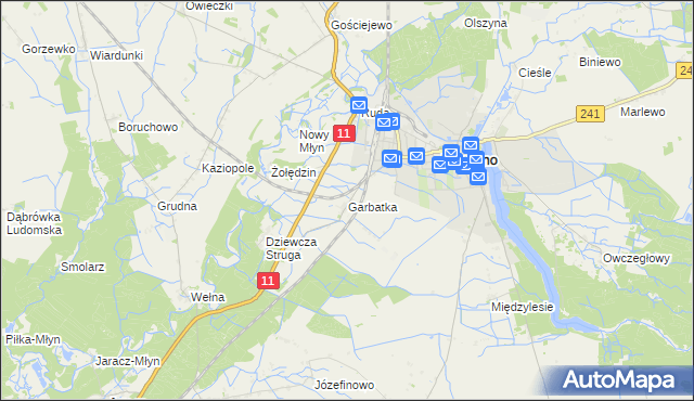 mapa Garbatka gmina Rogoźno, Garbatka gmina Rogoźno na mapie Targeo