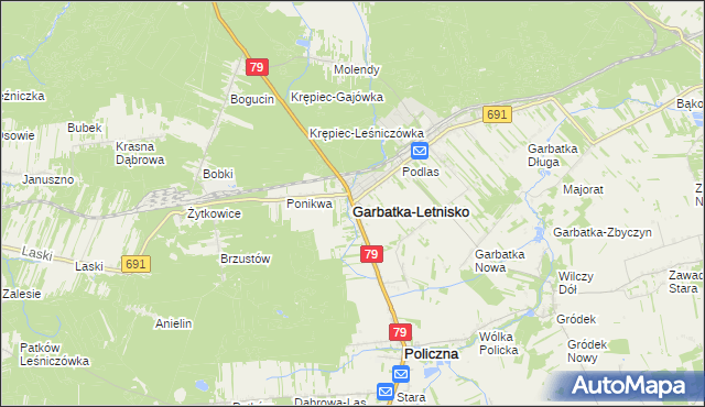 mapa Garbatka-Letnisko, Garbatka-Letnisko na mapie Targeo