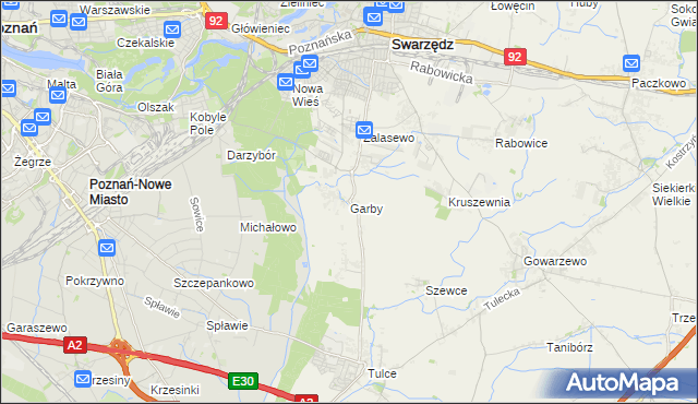 mapa Garby gmina Swarzędz, Garby gmina Swarzędz na mapie Targeo