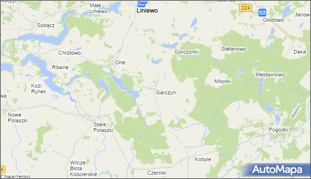 mapa Garczyn gmina Liniewo, Garczyn gmina Liniewo na mapie Targeo