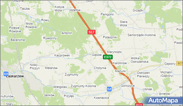 mapa Gąsów, Gąsów na mapie Targeo