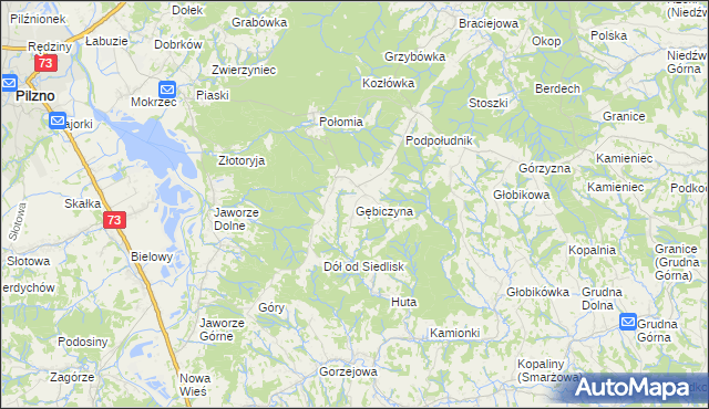 mapa Gębiczyna, Gębiczyna na mapie Targeo