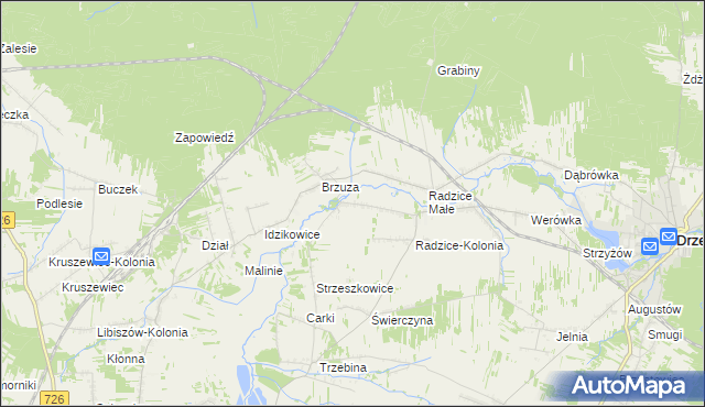 mapa Giełzów gmina Drzewica, Giełzów gmina Drzewica na mapie Targeo