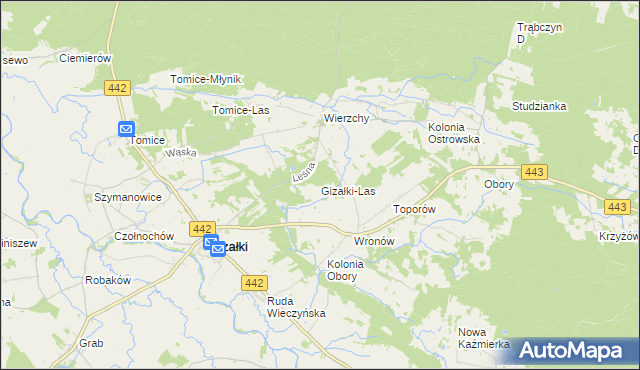mapa Gizałki-Las, Gizałki-Las na mapie Targeo
