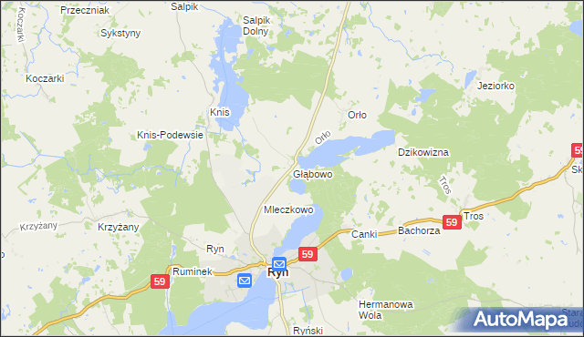 mapa Głąbowo, Głąbowo na mapie Targeo