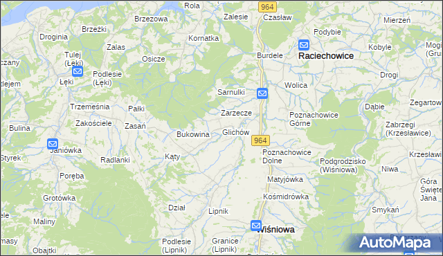 mapa Glichów, Glichów na mapie Targeo