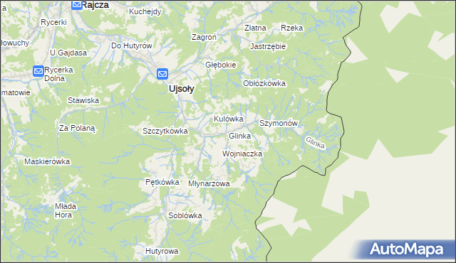 mapa Glinka gmina Ujsoły, Glinka gmina Ujsoły na mapie Targeo