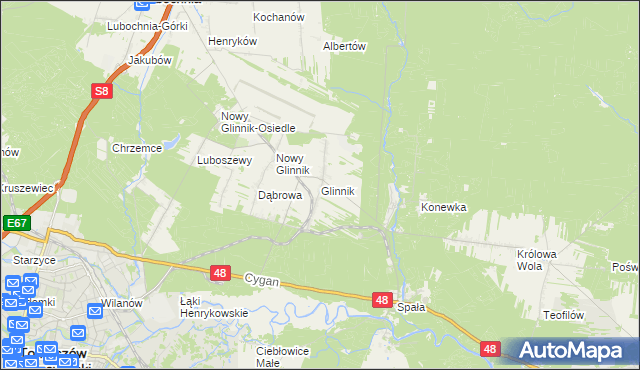 mapa Glinnik gmina Lubochnia, Glinnik gmina Lubochnia na mapie Targeo
