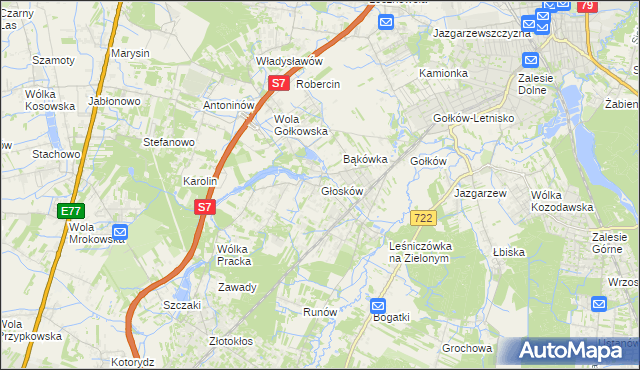 mapa Głosków gmina Piaseczno, Głosków gmina Piaseczno na mapie Targeo