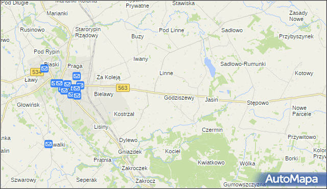 mapa Godziszewy, Godziszewy na mapie Targeo