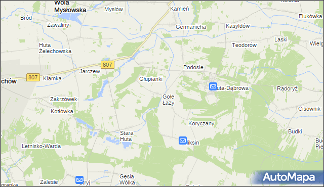 mapa Gołe Łazy, Gołe Łazy na mapie Targeo