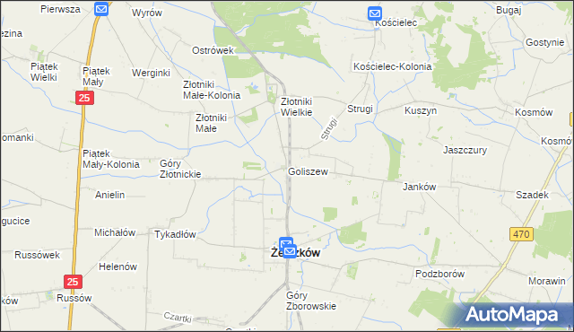 mapa Goliszew gmina Żelazków, Goliszew gmina Żelazków na mapie Targeo