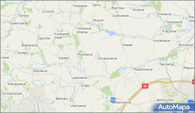 mapa Goraszowice, Goraszowice na mapie Targeo