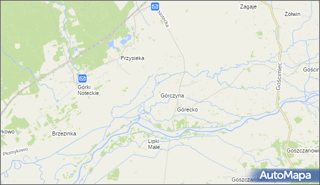 mapa Górczyna gmina Zwierzyn, Górczyna gmina Zwierzyn na mapie Targeo
