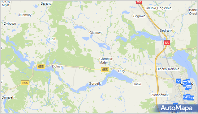 mapa Gordejki Małe, Gordejki Małe na mapie Targeo