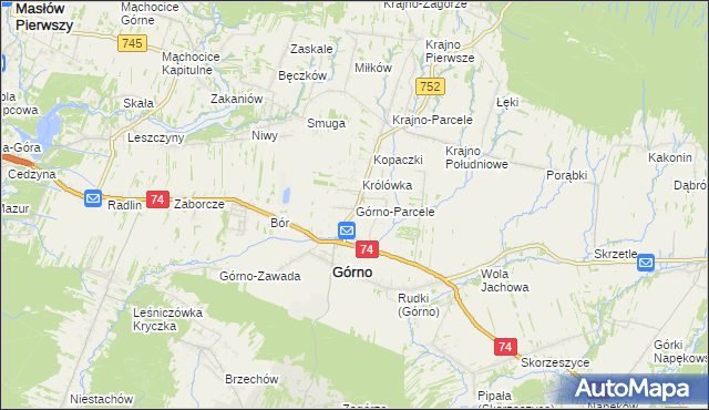 mapa Górno-Parcele, Górno-Parcele na mapie Targeo