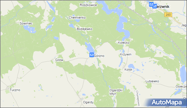 mapa Górzno gmina Bierzwnik, Górzno gmina Bierzwnik na mapie Targeo