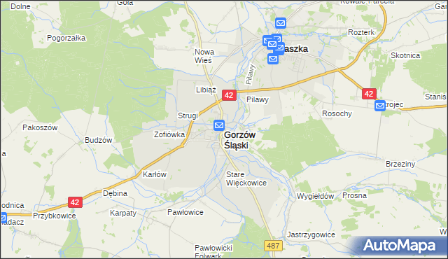 mapa Gorzów Śląski, Gorzów Śląski na mapie Targeo