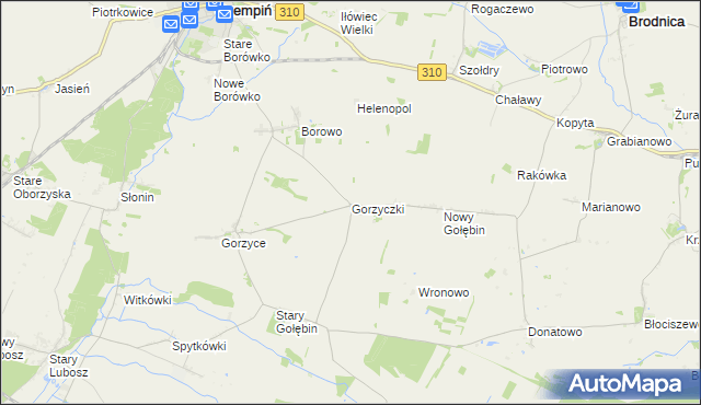 mapa Gorzyczki gmina Czempiń, Gorzyczki gmina Czempiń na mapie Targeo